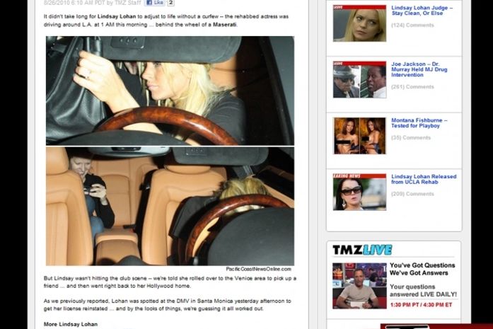 Sem carteira de motorista desde 2007, Lindsay volta a dirigir