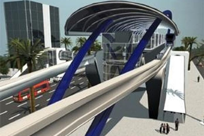 Modelo da estação do monotrilho, que passará pelo estádio do Morumbi