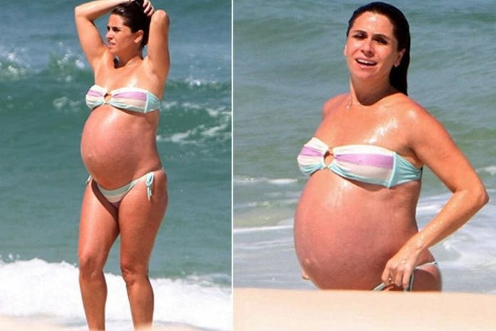Giovanna Antonelli exibe barriga enorme durante dia de sol no RJ