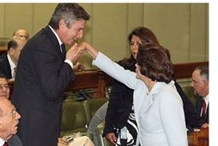 Collor beijandso a mão de Dilma