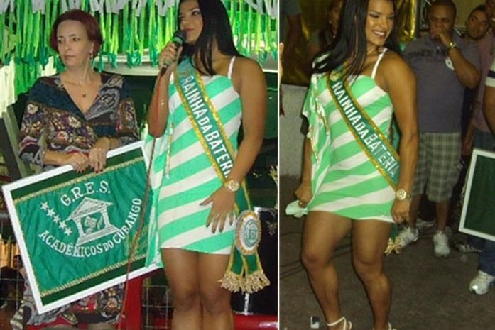 Juliane Almeida, do É o Tchan, recebe a faixa de rainha de bateria