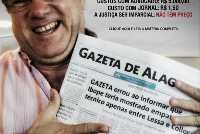 Teotônio “tira onda”, após Gazeta de Alagoas publicar direito de resposta na capa