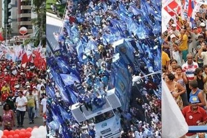 Orla de Maceió é tomada por caminhadas dos três principais candidatos ao governo