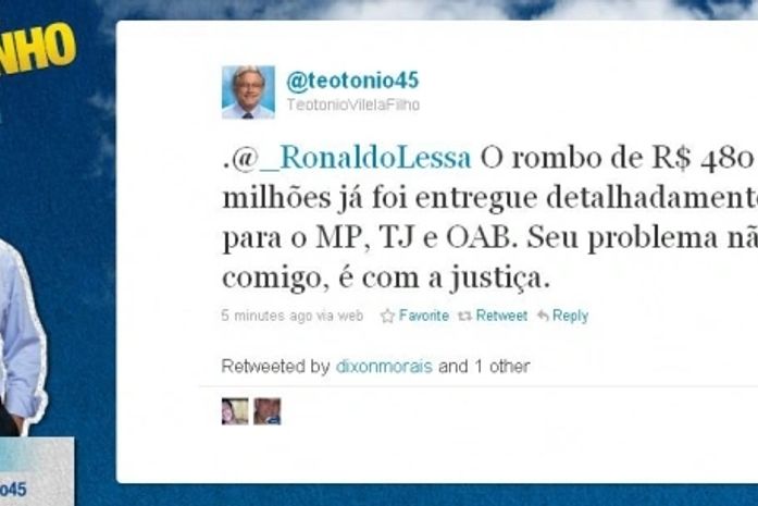 Ronaldo Lessa e Téo Vilela trocam “farpas” via twitter