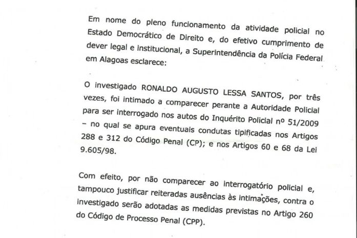 Superintendente da PF diz que Lessa está sendo procurado para depor