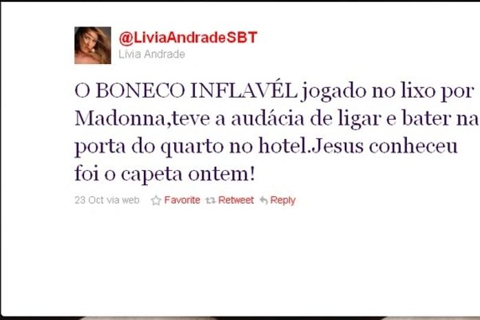 Lívia Andrade esculacha Jesus Luz: 'Jogado no lixo por Madonna'