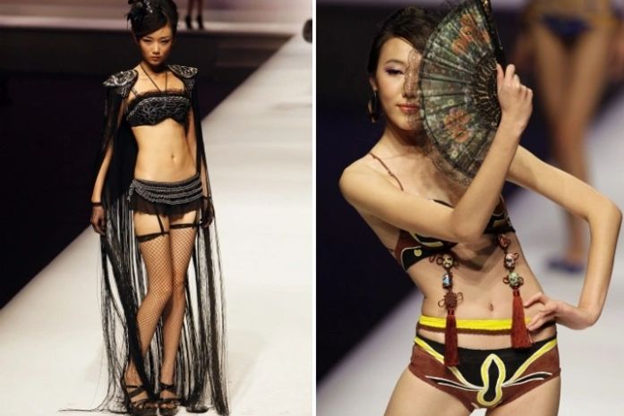 Nova tendência: modelos desfilam lingeries exóticas na China