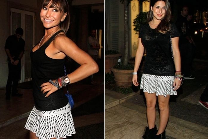 Sabrina Sato e Fernanda Paes Leme usam mesma saia curtíssima em balada