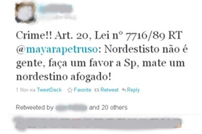 ONG lista 'tweets' contra nordestinos e denuncia 1037 perfis