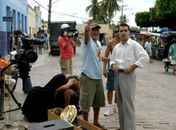 Preparação de cena; Jorge Oliveira e Roberto de Martin em Quebrangulo