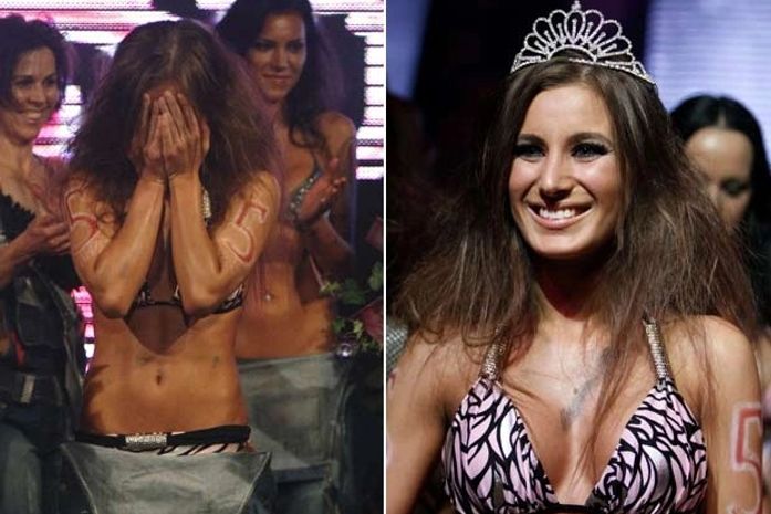 Alexandra Kocsis comemora vitória no concurso miss plástica 2010.