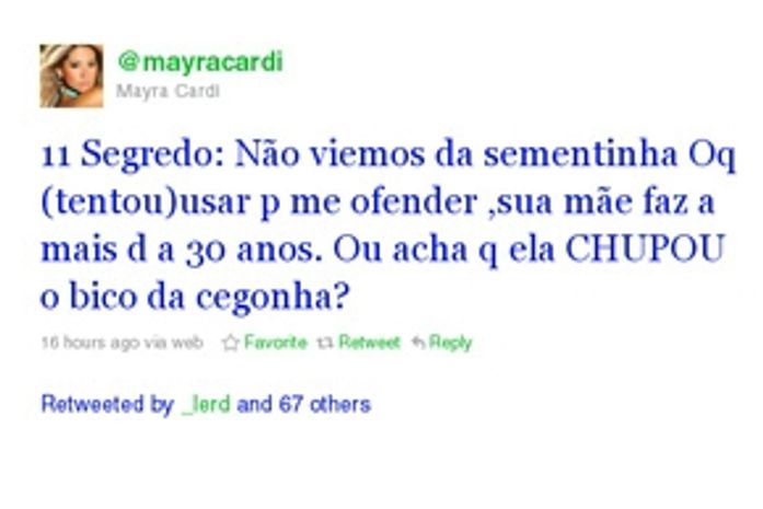 Felipe Andreoli, do CQC, alfineta ex-BBB Mayra no twitter