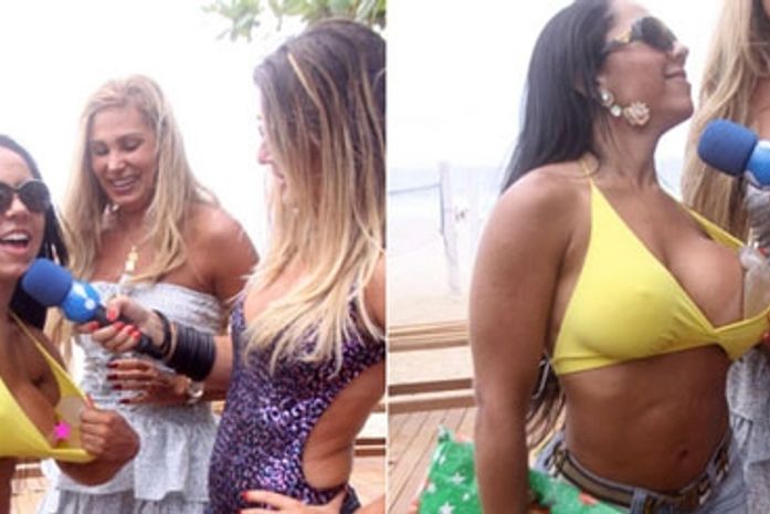 Flagra: Mulher Melão se descuida e mostra a fruta na televisão