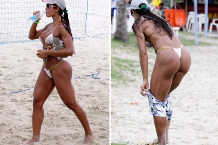 Gracyanne Barbosa exibe corpão na Praia do Pepê, Rio