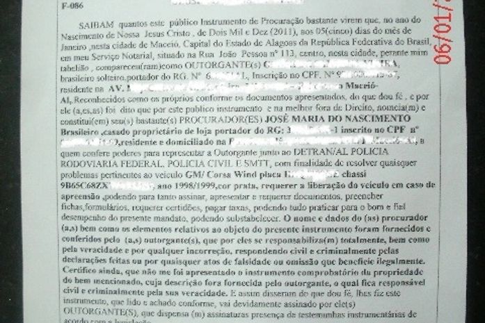 Procuração foi comprada, segundo Vandeci