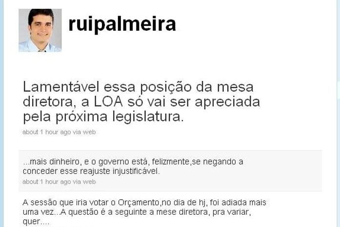 Rui Palmeira critica postura adotada pela Mesa Diretora da ALE