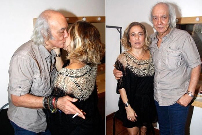 Cissa ganha beijo de Erasmo Carlos em lançamento de livro