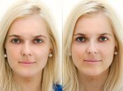 Antes de tingir os cílios / Depois do tingimento