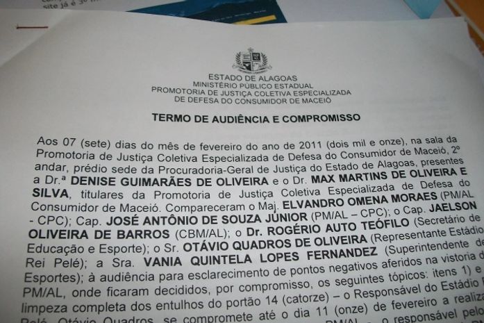 Ministério Público cobra melhorias no estádio Rei Pelé