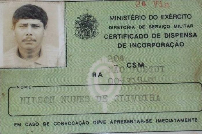 Documentos são de Nilson Nunes de Oliveira