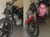 Motos envolvidas no acidente; no destaque, a vítima fatal 