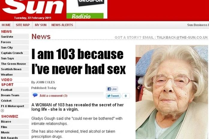 Mulher de 103 anos diz que segredo da longevidade é nunca ter feito sexo