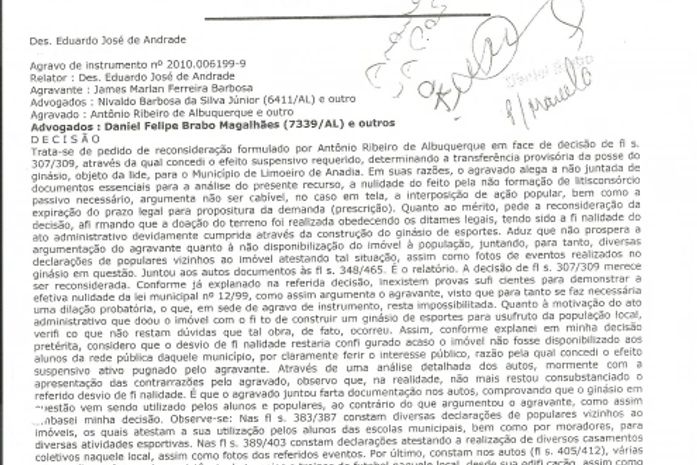 Decisão do desembargador Eduardo José