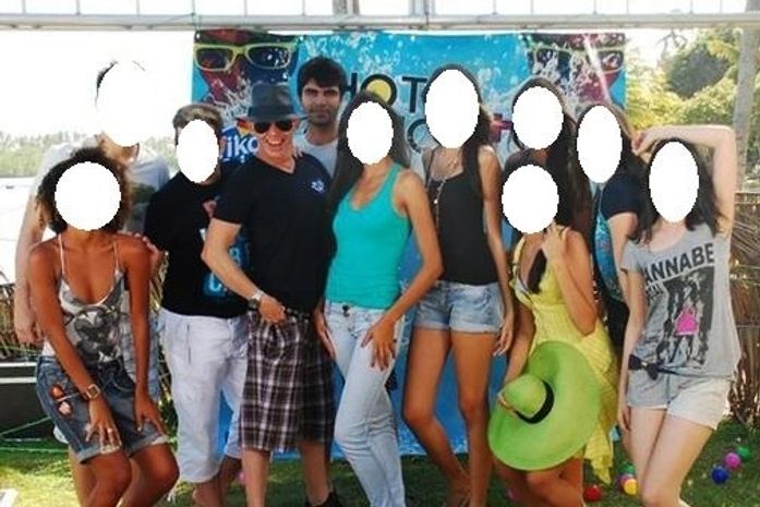 Flavius e Fred durante gravação de comercial