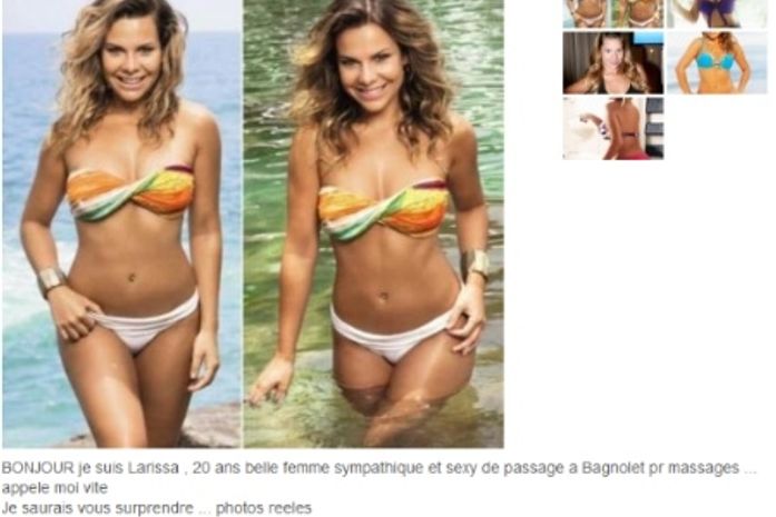 Fotos de Fernanda Souza são usadas em site de prostituição da França