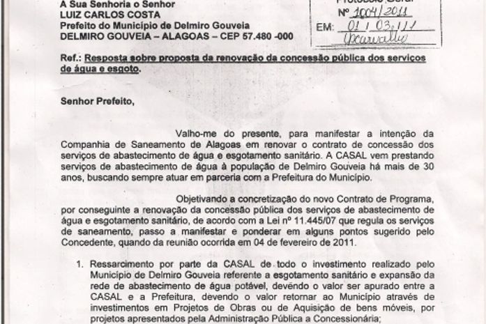 CASAL não aceita proposta da Prefeitura para a renovação da concessão pública