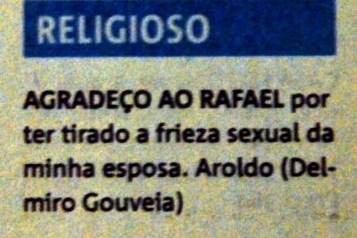 Em anúncio homem agradece pai de santo por tirar frieza sexual de esposa