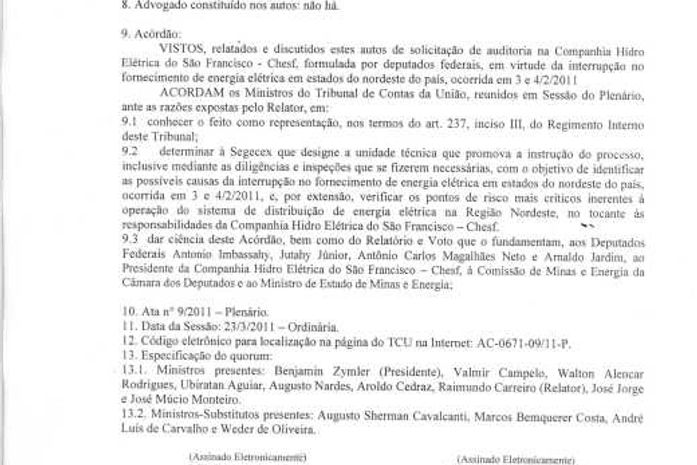 TCU fará auditoria especial na Chesf para investigar apagão no Nordeste