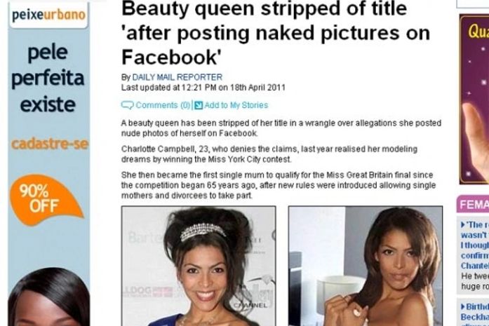 Jovem perde título de miss por ter publicado fotos nuas na web