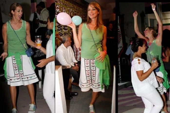 Luana Piovani se joga na festa da Mangueira