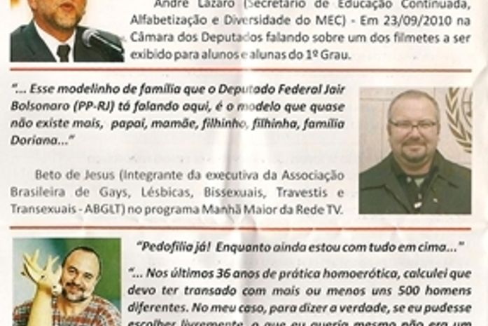Panfleto de Bolsonaro expõe fotos e ataca líderes gays
