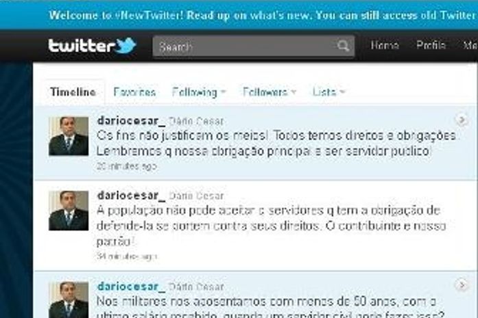 Dário César fez críticas no microblog