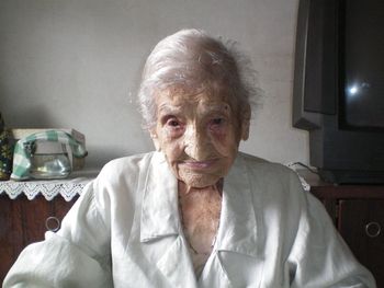 Maria Gomes Valentim, de 114 anos, em foto de 11 de março. 