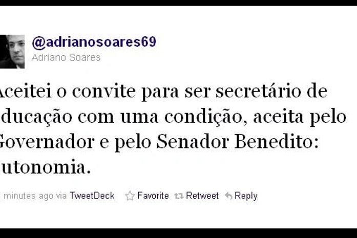 Adriano Soares impõe condição a governador e senador para assumir secretaria