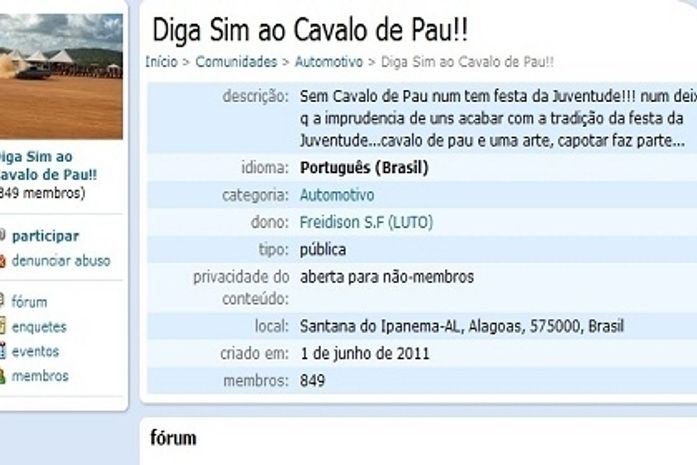 Jovens criam comunidade no Orkut criticando término do “Cavalo de Pau”