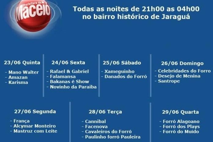 São João de Maceió, confira a programação: