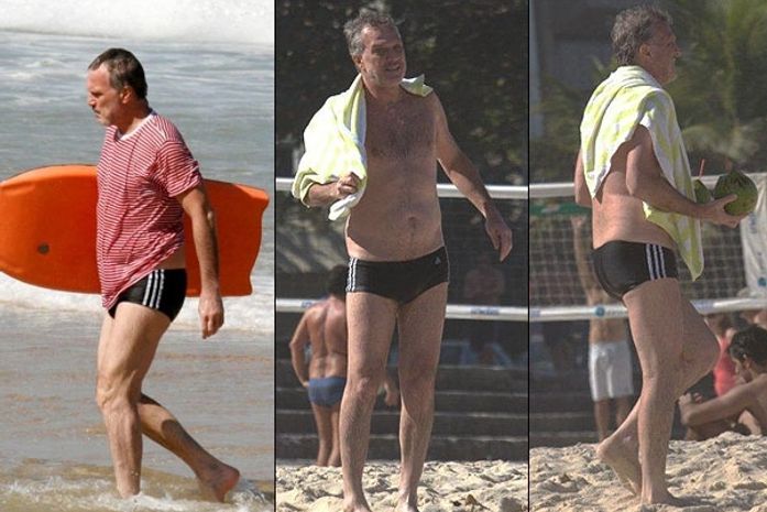 Pedro Bial pega onda no Rio com os filhos