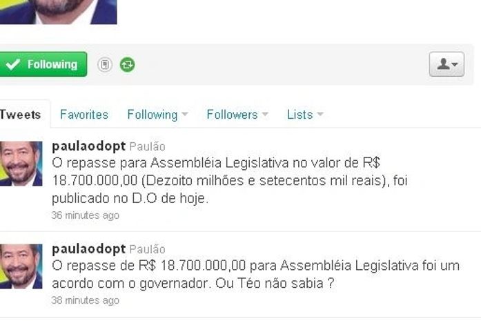 Paulo fala sobre repasse na ALE