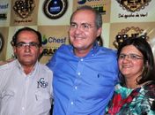 Prefeito Lula Cabeleira, senador Renan e a vice Ziane Costa, no Pedra Fest