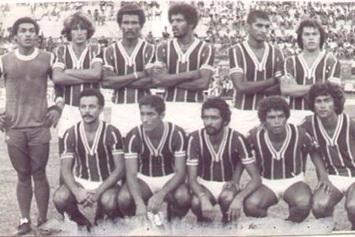 Em pé: Quebrangulo, Paulinho, Raimundo, Hamilton, Furiba e Palmito. Agachados: Zé Maria, Cananô, Bió, Fernando e Dobinha