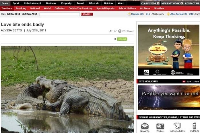 Turistas flagram crocodilo devorando rival na Austrália