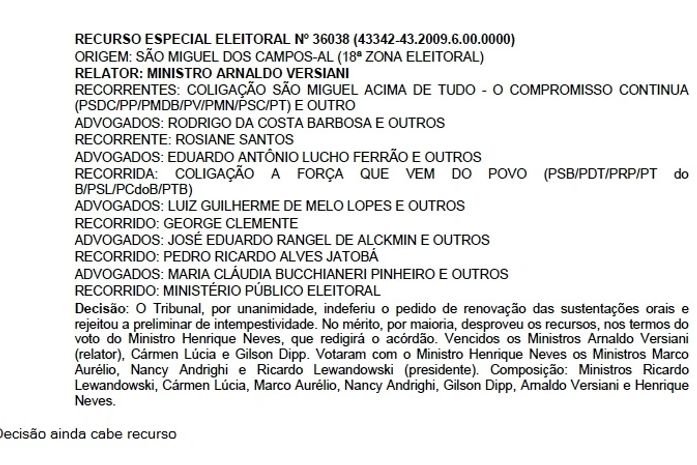TSE publica decisão e Clemente pode tomar posse na próxima semana
