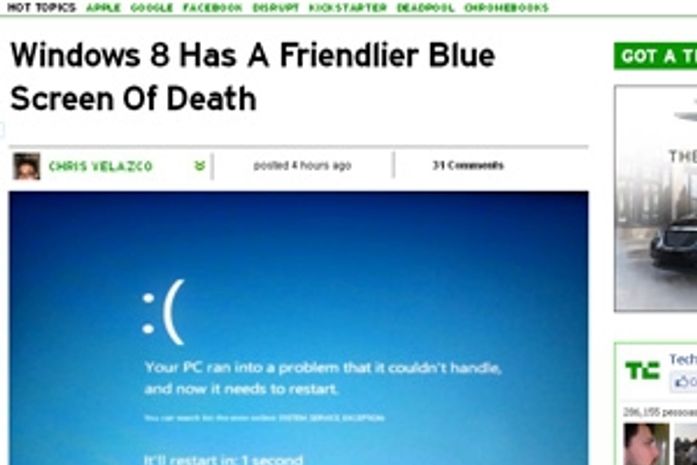 Tela azul do novo Windows traz carinha triste