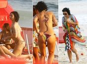 Filha de Vera Fischer vai à praia e exibe tatuagem de cobra nas costas