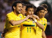 Neymar comemora o seu gol contra a Costa Rica.