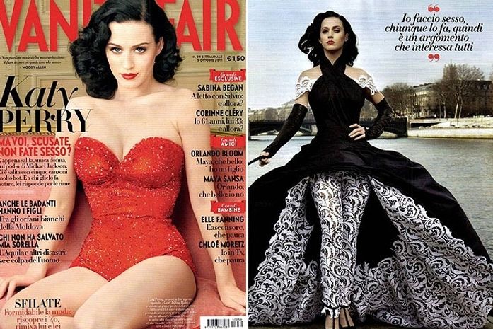 Katy Perry abusa de decote em ensaio para revista italiana